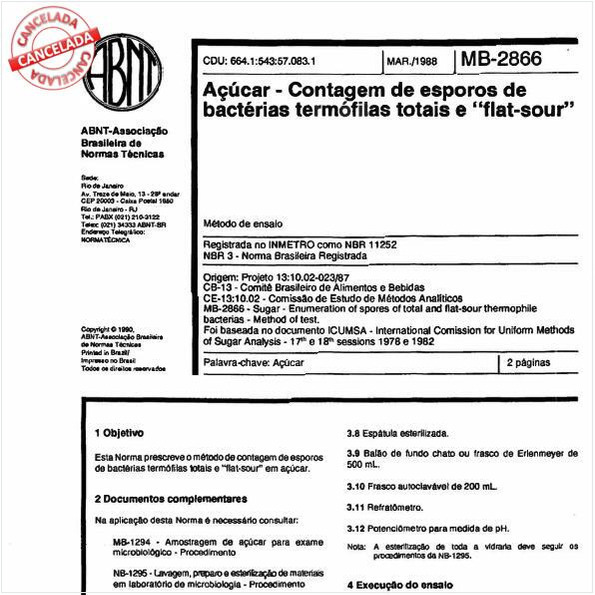 Açúcar - Contagem de esporos de bactérias termófilas totais e "flat-sour"