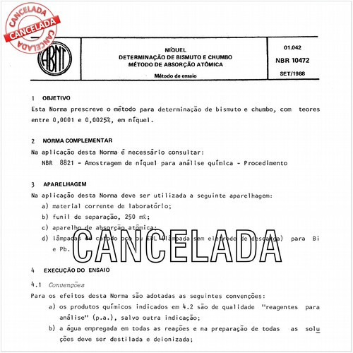 Níquel - Determinação de bismuto e chumbo - Método de absorção atômica