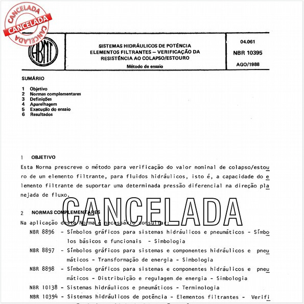 Sistemas hidráulicos de potência - Elementos filtrantes - Verificação da resistência ao colapso/estouro