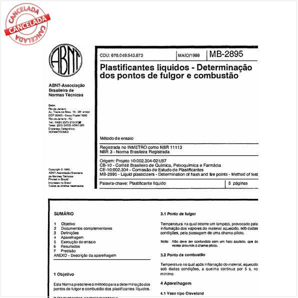 Plastificantes líquidos - Determinação dos pontos de fulgor e combustão