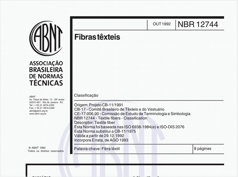 Fibras têxteis - Classificação