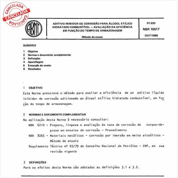 Aditivo inibidor de corrosão para álcool etílico hidratado combustível - Avaliação da eficiência em função do tempo de armazenagem