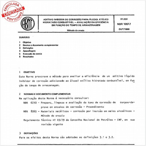 Aditivo inibidor de corrosão para álcool etílico hidratado combustível - Avaliação da eficiência em função do tempo de armazenagem