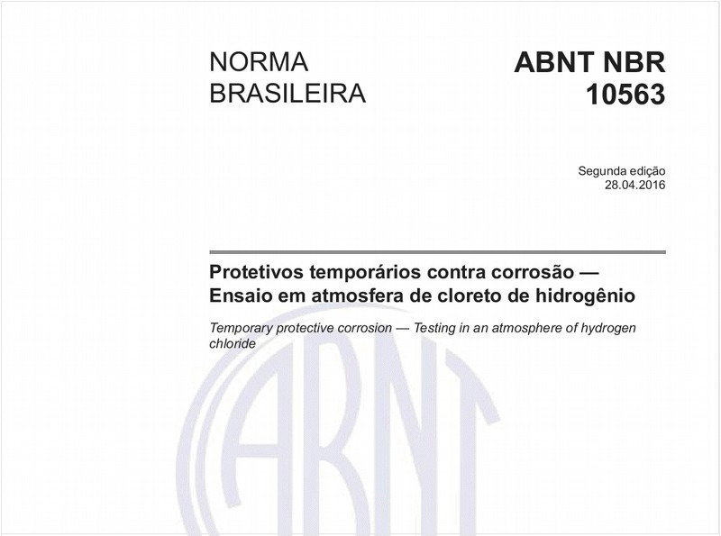 Protetivos temporários contra corrosão — Ensaio em atmosfera de cloreto de hidrogênio