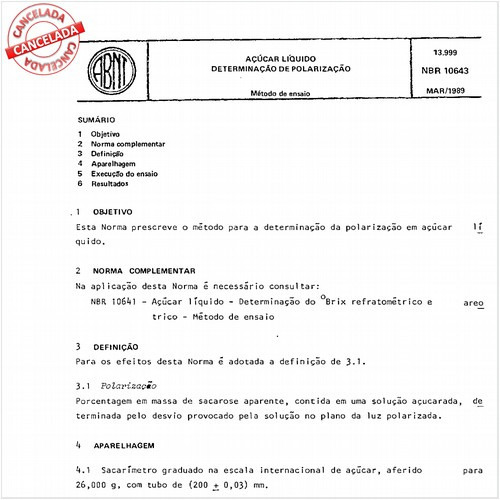 Açúcar líquido - Determinação de polarização