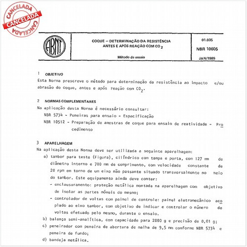 Coque - Determinação da resistência antes e após reação com co2