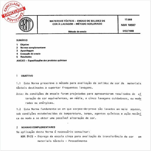 Materiais têxteis - Ensaio de solidez de cor à lavagem - Método acelerado