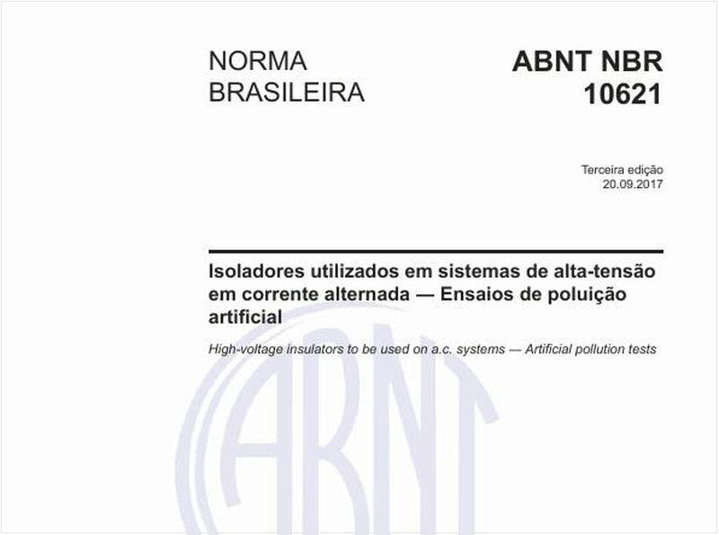 Isoladores utilizados em sistemas de alta-tensão em corrente alternada - Ensaios de poluição artificial