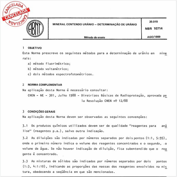 Mineral contendo urânio - Determinação de urânio