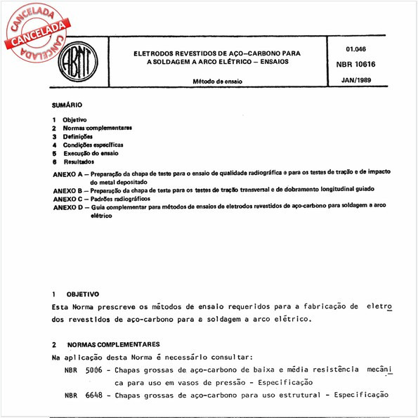 Eletrodos revestidos de aço-carbono para a soldagem a arco elétrico - Ensaios