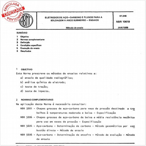 Eletrodos de aço-carbono e fluxos para a soldagem a arco submerso - Ensaios