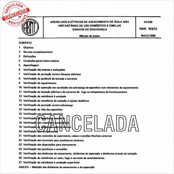 Aparelhos elétricos de aquecimento de água não instantâneo de uso doméstico e similar - Ensaios de segurança