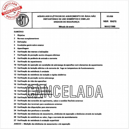Aparelhos elétricos de aquecimento de água não instantâneo de uso doméstico e similar - Ensaios de segurança