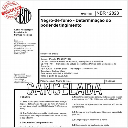 Negro-de-fumo - Determinação do poder de tingimento