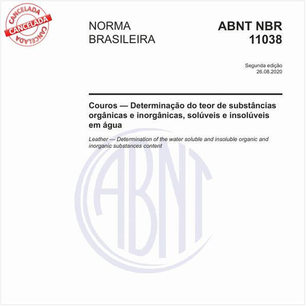 Couros — Determinação do teor de substâncias orgânicas e inorgânicas, solúveis e insolúveis em água