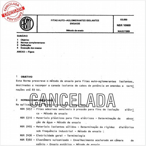 Fitas auto-aglomerantes isolantes - Ensaios