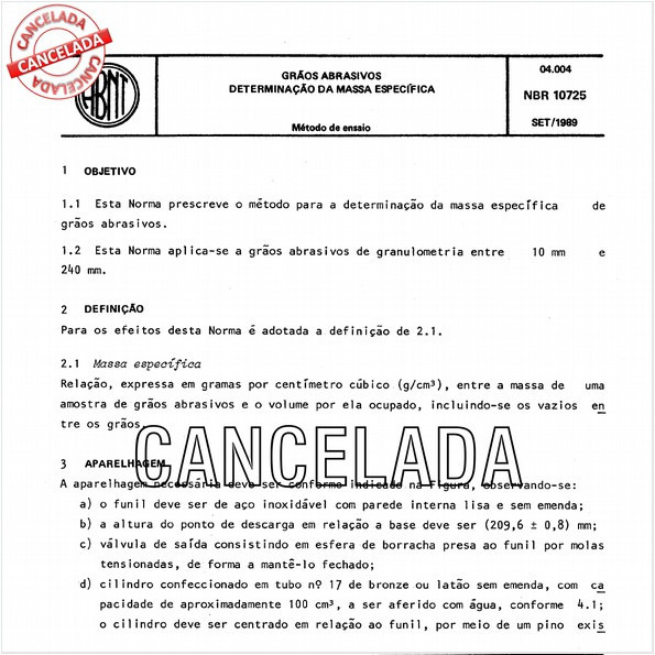 Grãos abrasivos - Determinação da massa específica