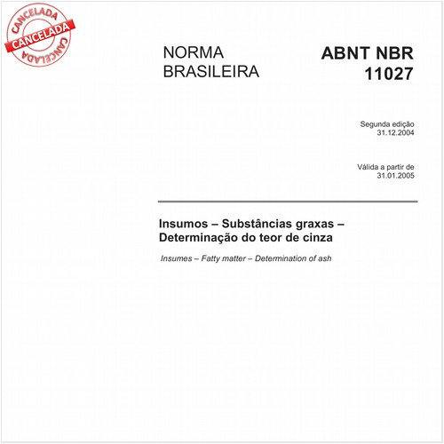 Insumos - Substâncias graxas - Determinação do teor de cinza