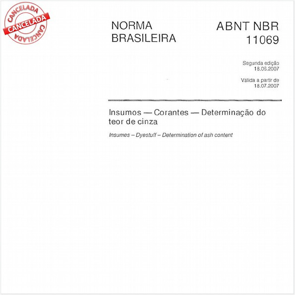 Insumos - Corantes - Determinação do teor de cinza