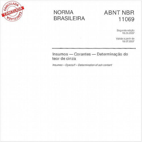 Insumos - Corantes - Determinação do teor de cinza