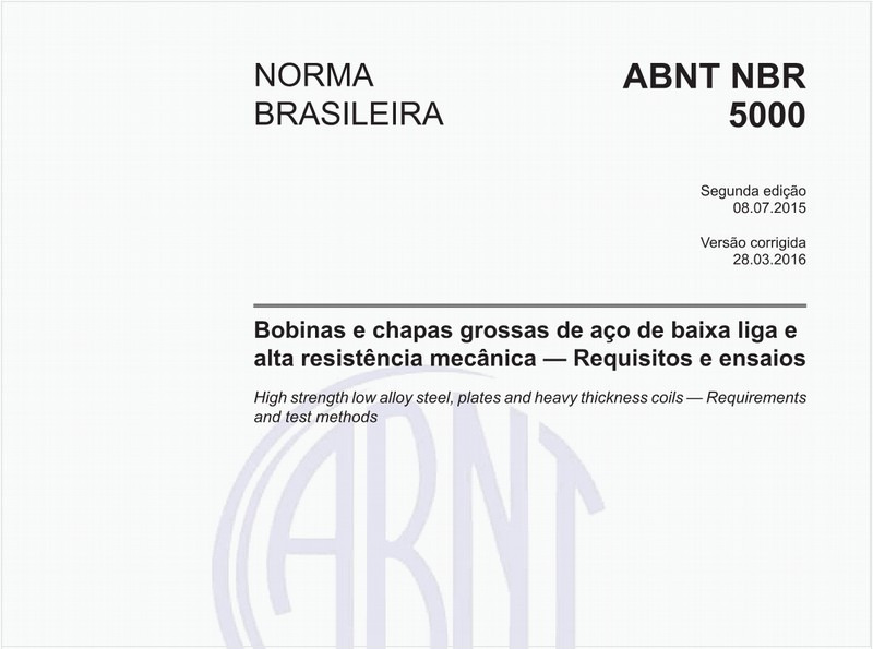 Bobinas e chapas grossas de aço de baixa liga e alta resistência mecânica - Requisitos e ensaios