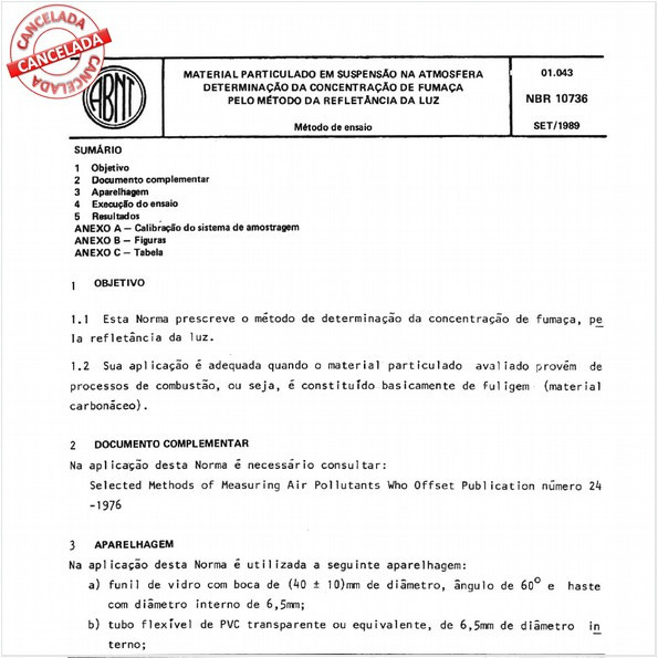 Material particulado em suspensão na atmosfera - Determinação da concentração de fumaça pelo método da refletância da luz