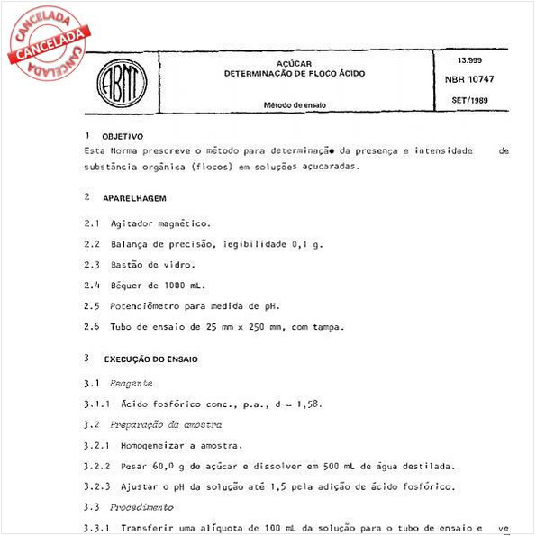 Açúcar - Determinação de floco ácido