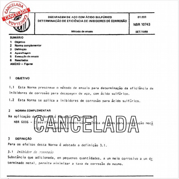 Decapagem de aço com ácido sulfúrico - Determinação de eficiência de inibidores de corrosão