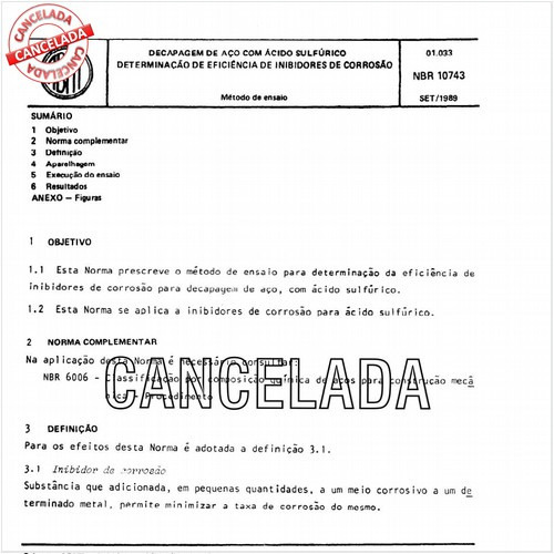 Decapagem de aço com ácido sulfúrico - Determinação de eficiência de inibidores de corrosão