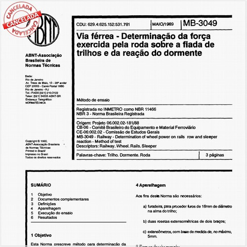 Via férrea - Determinação da força exercida pela roda sobre a fiada de trilhos e da reação do dormente
