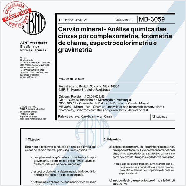 Carvão mineral - Análise química das cinzas por complexometria, fotometria de chama, espectrocolorimetria e gravimetria - Método de ensaio