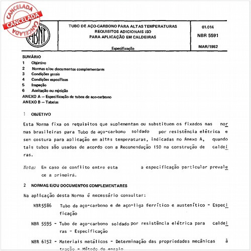 Tubo de aço-carbono para altas temperaturas - Requisitos adicionais ISO para aplicação em caldeiras