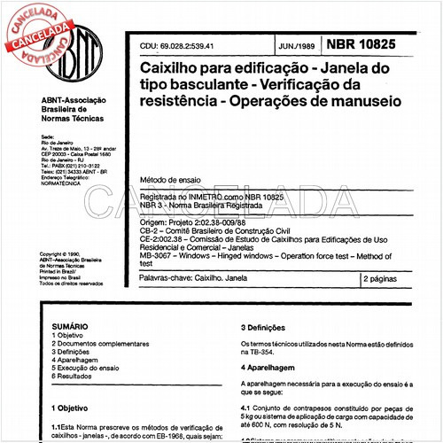 Caixilho para edificação - Janela do tipo basculante - Verificação da resistência às operações de manuseio