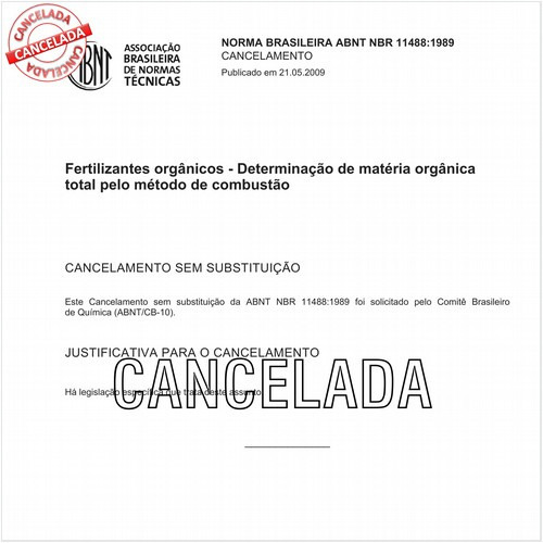 Fertilizantes orgânicos - Determinação de matéria orgânica total pelo método de combustão