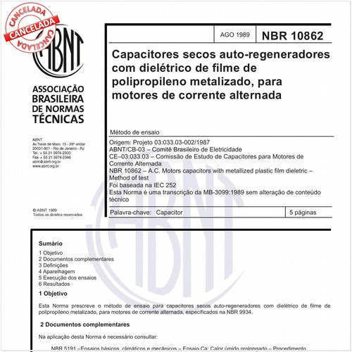 Capacitores secos auto-regeneradores com dielétrico de filme de polipropileno metalizado para motores de corrente alternada