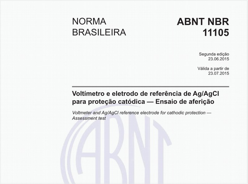 Voltímetro e eletrodo de referência de Ag/AgCI para proteção catódica - Ensaio de aferição
