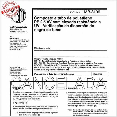Composto e tubo de polietileno PE 2,5 AV com elevada resistência a UV - Verificação da dispersão do negro-de-fumo