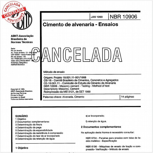 Cimento de alvenaria - Ensaios