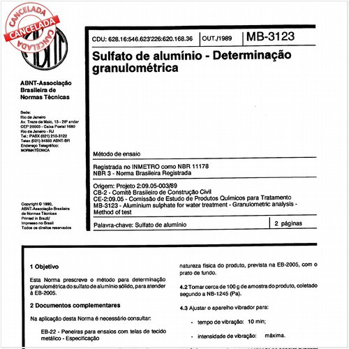 Sulfato de alumínio - Determinação granulométrica