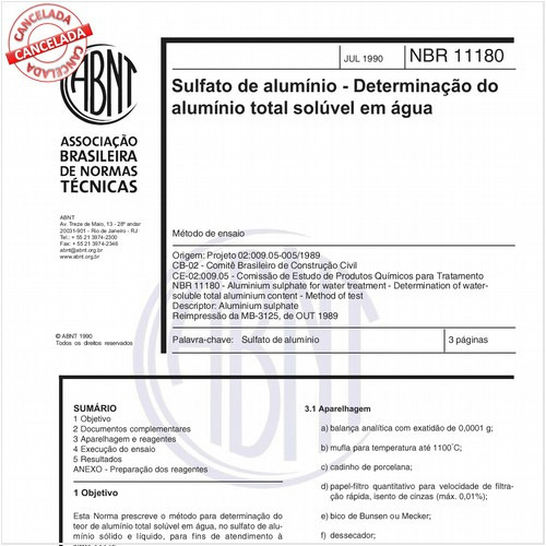 Sulfato de alumínio - Determinação do alumínio total solúvel em água