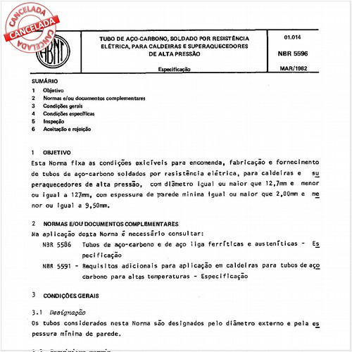 Tubo de aço-carbono, soldado por resistência elétrica, para caldeiras e superaquecedores de alta pressão