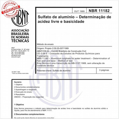 Sulfato de alumínio - Determinação de acidez livre e basicidade