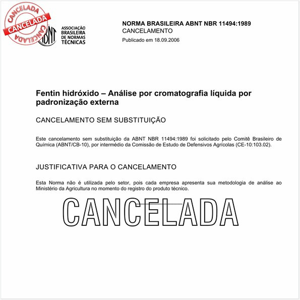 Fentin hidróxido - Análise por cromatografia líquida por padronização externa