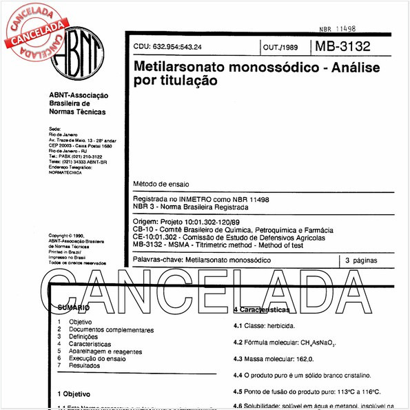 Metilarsonato monossódico - Análise por titulação