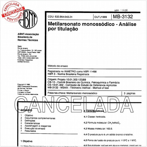 Metilarsonato monossódico - Análise por titulação