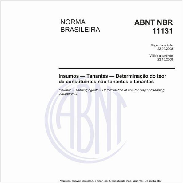Insumos - Tanantes - Determinação do teor de constituintes não-tanantes e tanantes