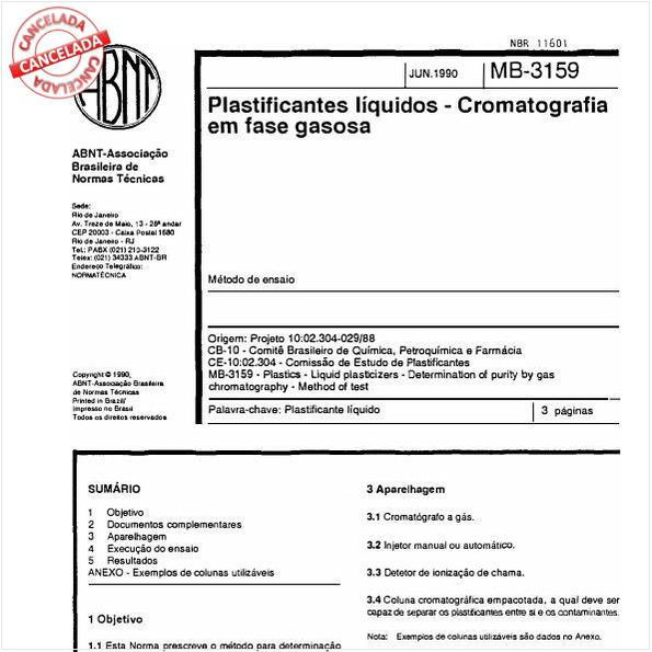 Plastificantes líquidos - Cromatografia em fase gasosa