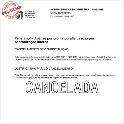 Fenarimol - Análise por cromatografia gasosa por padronização interna