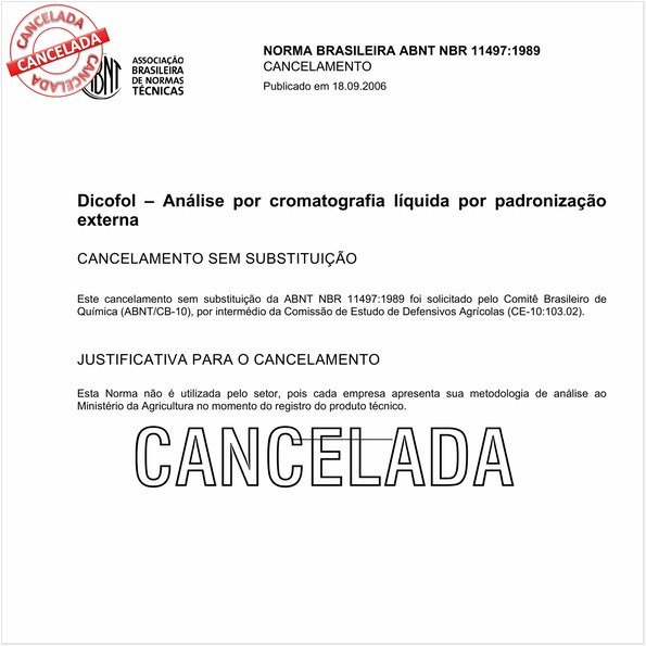 Dicofol - Análise por cromatografia líquida por padronização externa