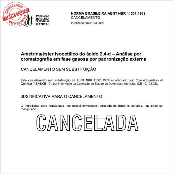 Ametrina/éster isooctílico do ácido 2,4-d - Análise por cromatografia gasosa por padronização externa